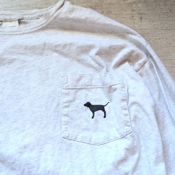 Victoria 's Secret PINK Dog Long Sleeve T-SHIRT Size Large L Grey - Picture 3 of 7